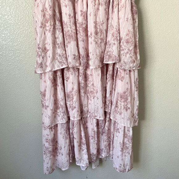 Torrid Dress Womens 3X Pink Tiered Floral Midi Whimsical Fairy Coquette Garden - Picture 8 of 11